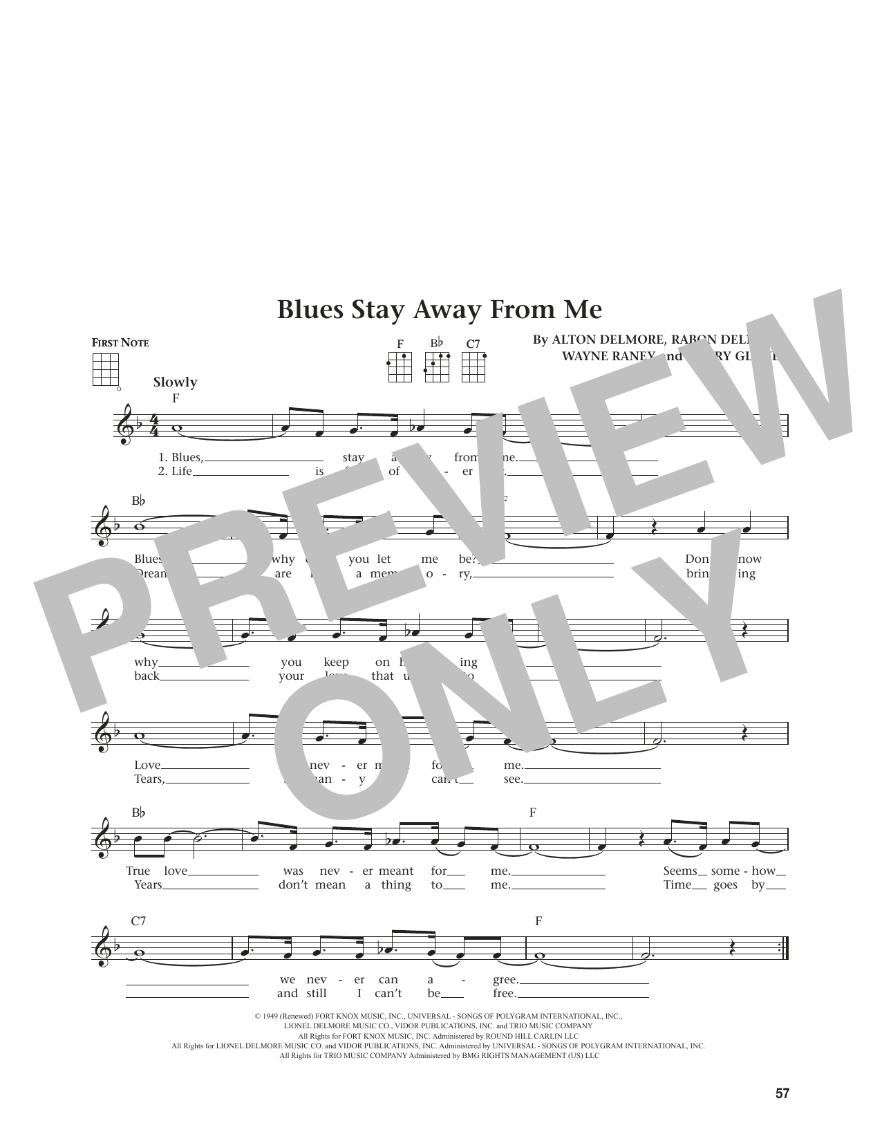 Download Delmore Brothers Blues Stay Away From Me (from The Daily Ukulele) (arr. Jim Beloff) Sheet Music and learn how to play Ukulele PDF digital score in minutes