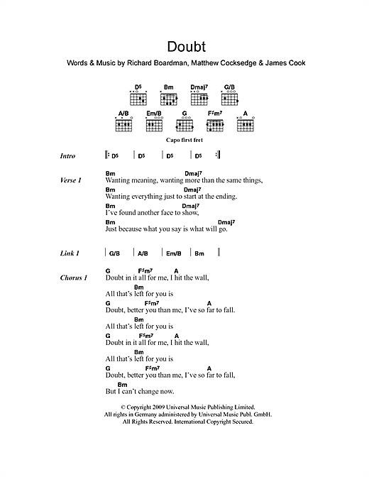 Download Delphic Doubt Sheet Music and learn how to play Piano, Vocal & Guitar (Right-Hand Melody) PDF digital score in minutes