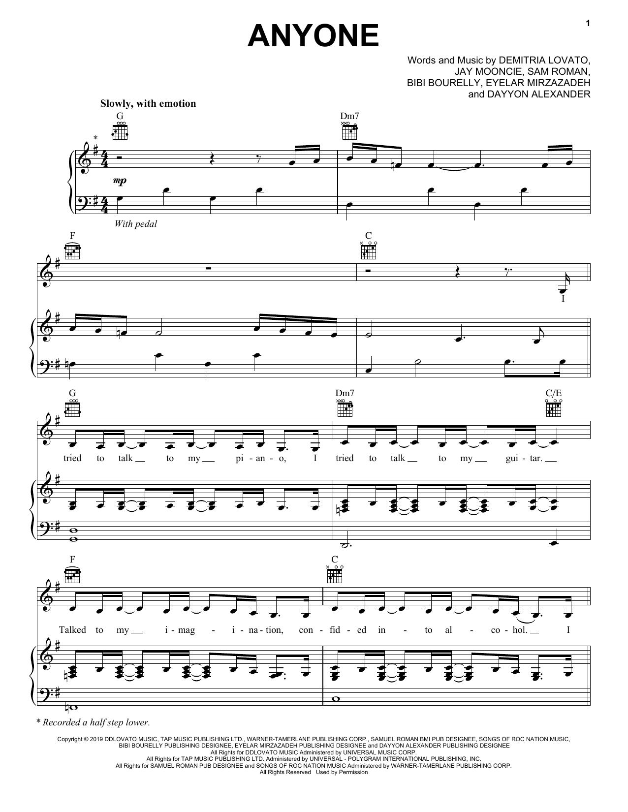 Download Demi Lovato Anyone Sheet Music and learn how to play Cello Solo PDF digital score in minutes