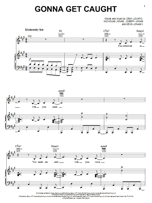 Download Demi Lovato Gonna Get Caught Sheet Music and learn how to play Piano, Vocal & Guitar (Right-Hand Melody) PDF digital score in minutes