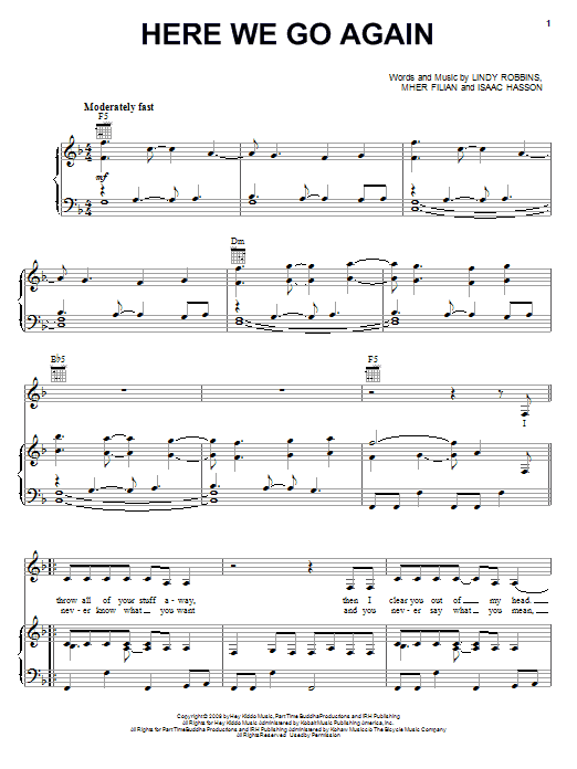 Download Demi Lovato Here We Go Again Sheet Music and learn how to play Piano, Vocal & Guitar (Right-Hand Melody) PDF digital score in minutes