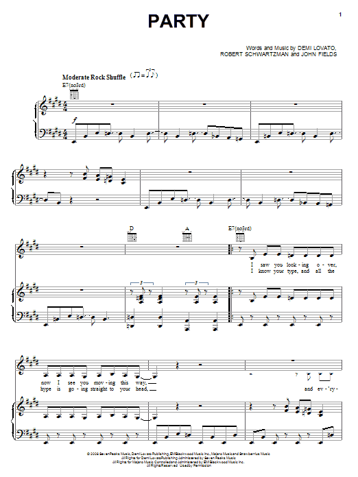 Download Demi Lovato Party Sheet Music and learn how to play Piano, Vocal & Guitar (Right-Hand Melody) PDF digital score in minutes