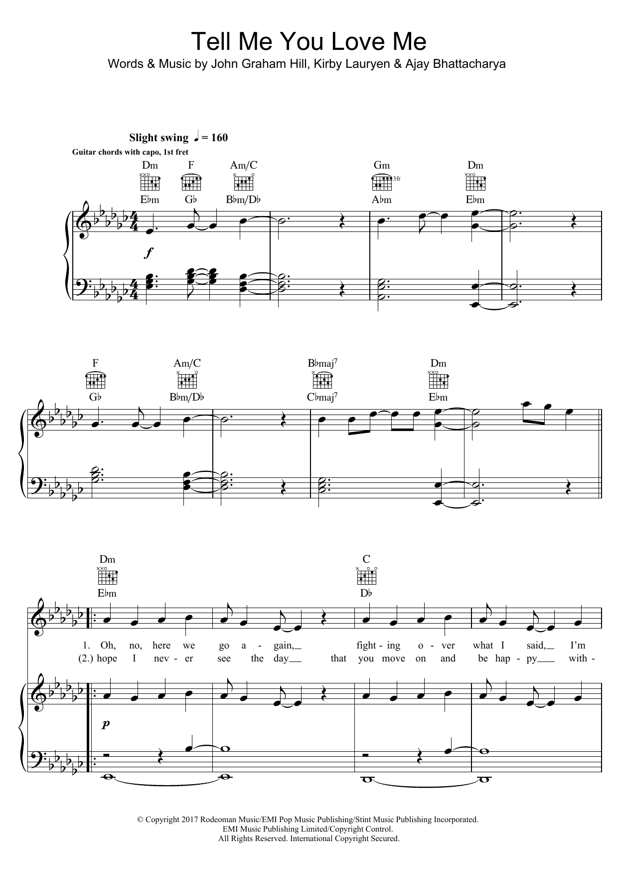 Download Demi Lovato Tell Me You Love Me Sheet Music and learn how to play Piano, Vocal & Guitar (Right-Hand Melody) PDF digital score in minutes