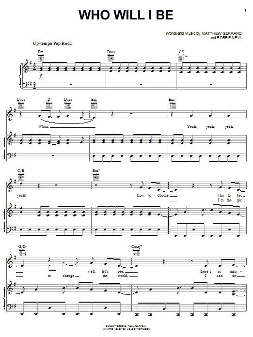 Download Demi Lovato Who Will I Be Sheet Music and learn how to play Easy Piano PDF digital score in minutes