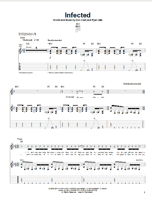 Download Demon Hunter Infected Sheet Music and learn how to play Guitar Tab PDF digital score in minutes
