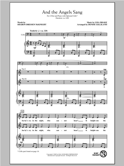 Download Denise Gilliland And The Angels Sang Sheet Music and learn how to play 2-Part Choir PDF digital score in minutes