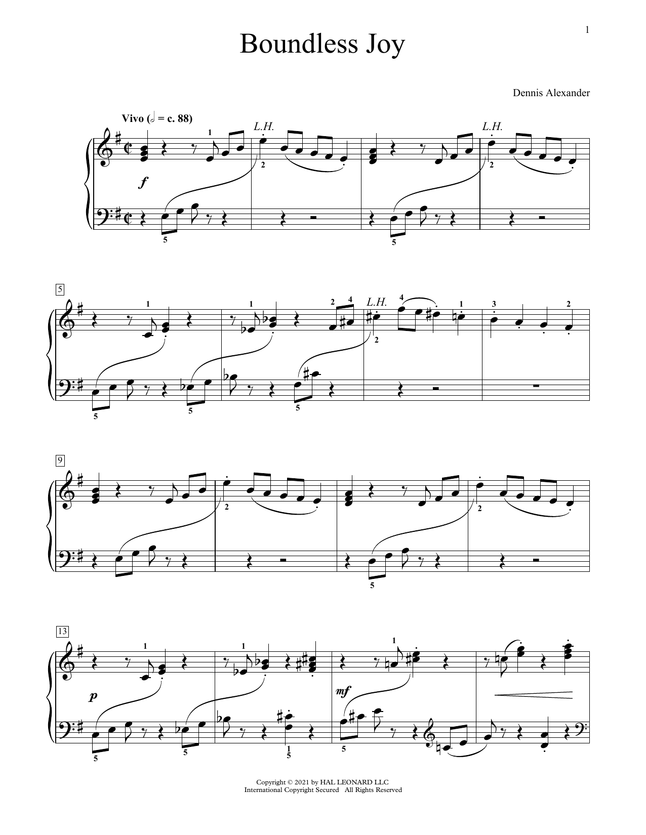 Download Dennis Alexander Boundless Joy Sheet Music and learn how to play Educational Piano PDF digital score in minutes