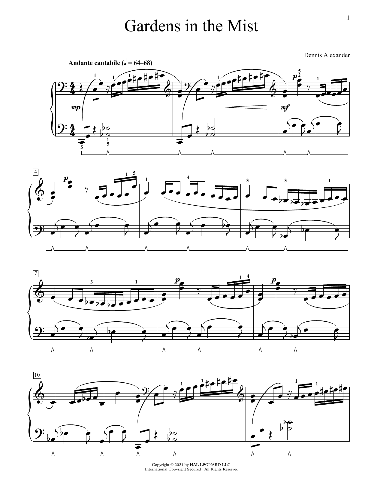 Download Dennis Alexander Gardens In The Mist Sheet Music and learn how to play Educational Piano PDF digital score in minutes