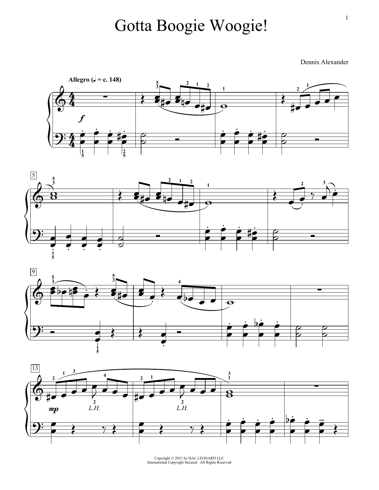 Download Dennis Alexander Gotta Boogie Woogie Sheet Music and learn how to play Educational Piano PDF digital score in minutes
