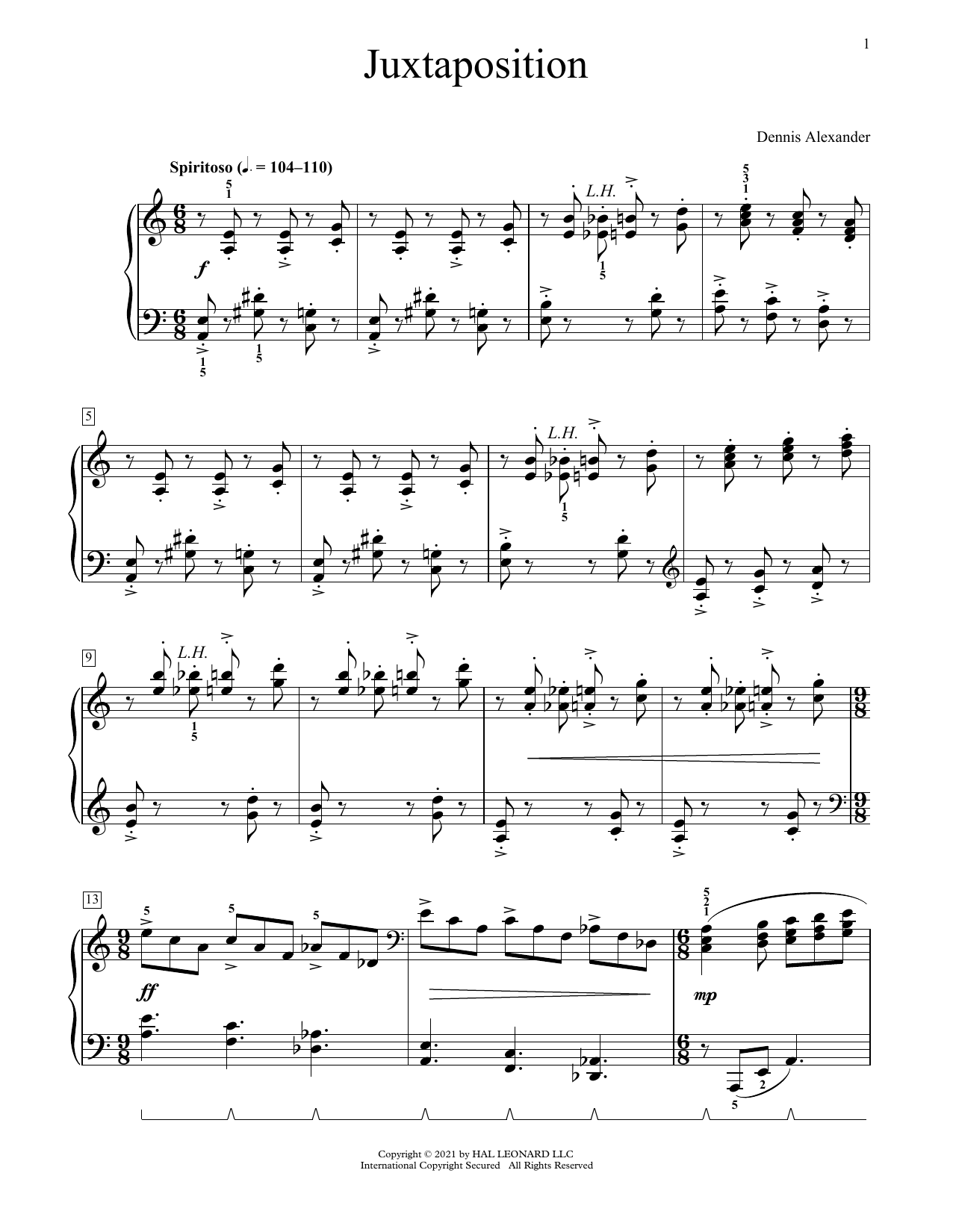 Download Dennis Alexander Juxtaposition Sheet Music and learn how to play Educational Piano PDF digital score in minutes