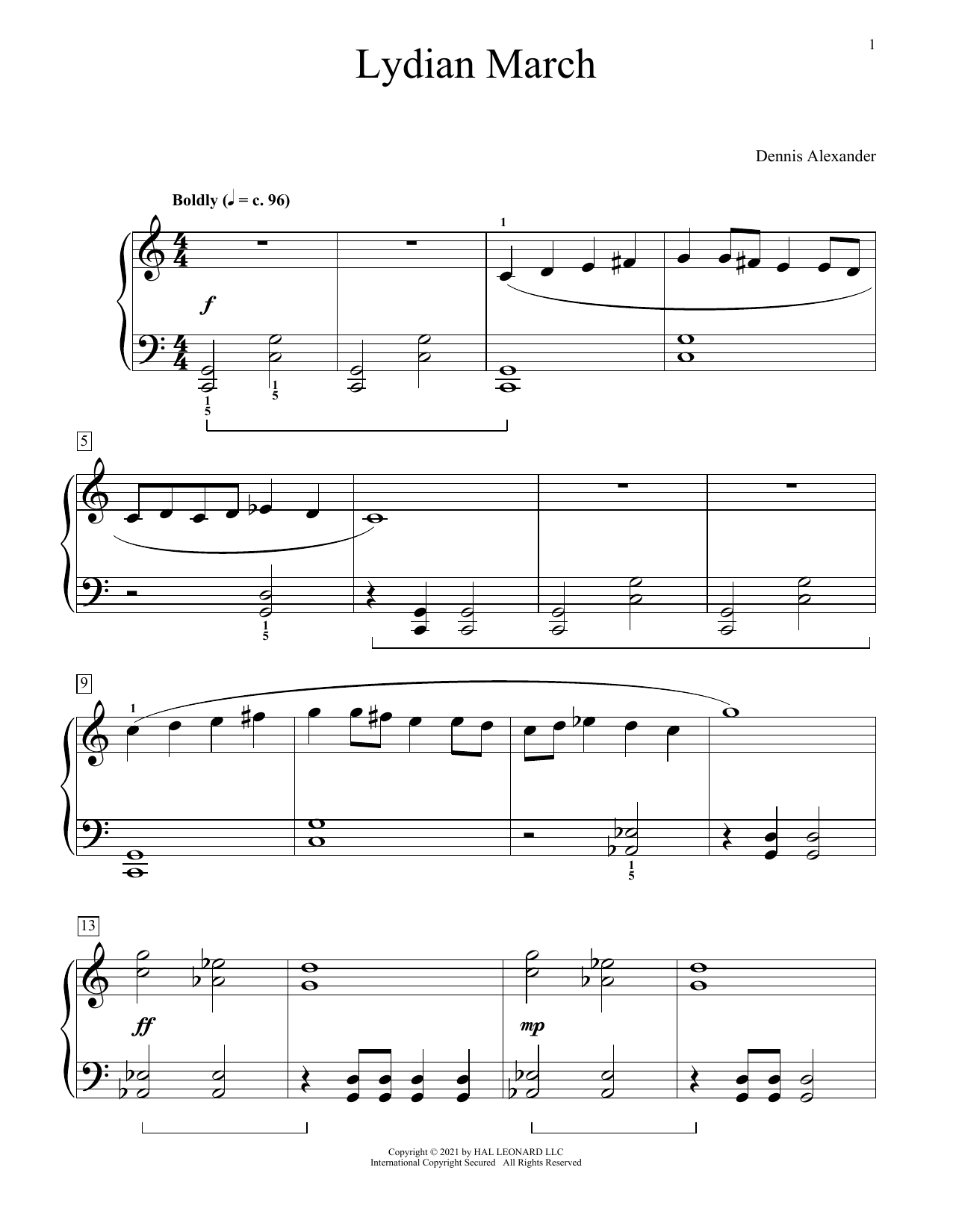 Download Dennis Alexander Lydian March Sheet Music and learn how to play Educational Piano PDF digital score in minutes