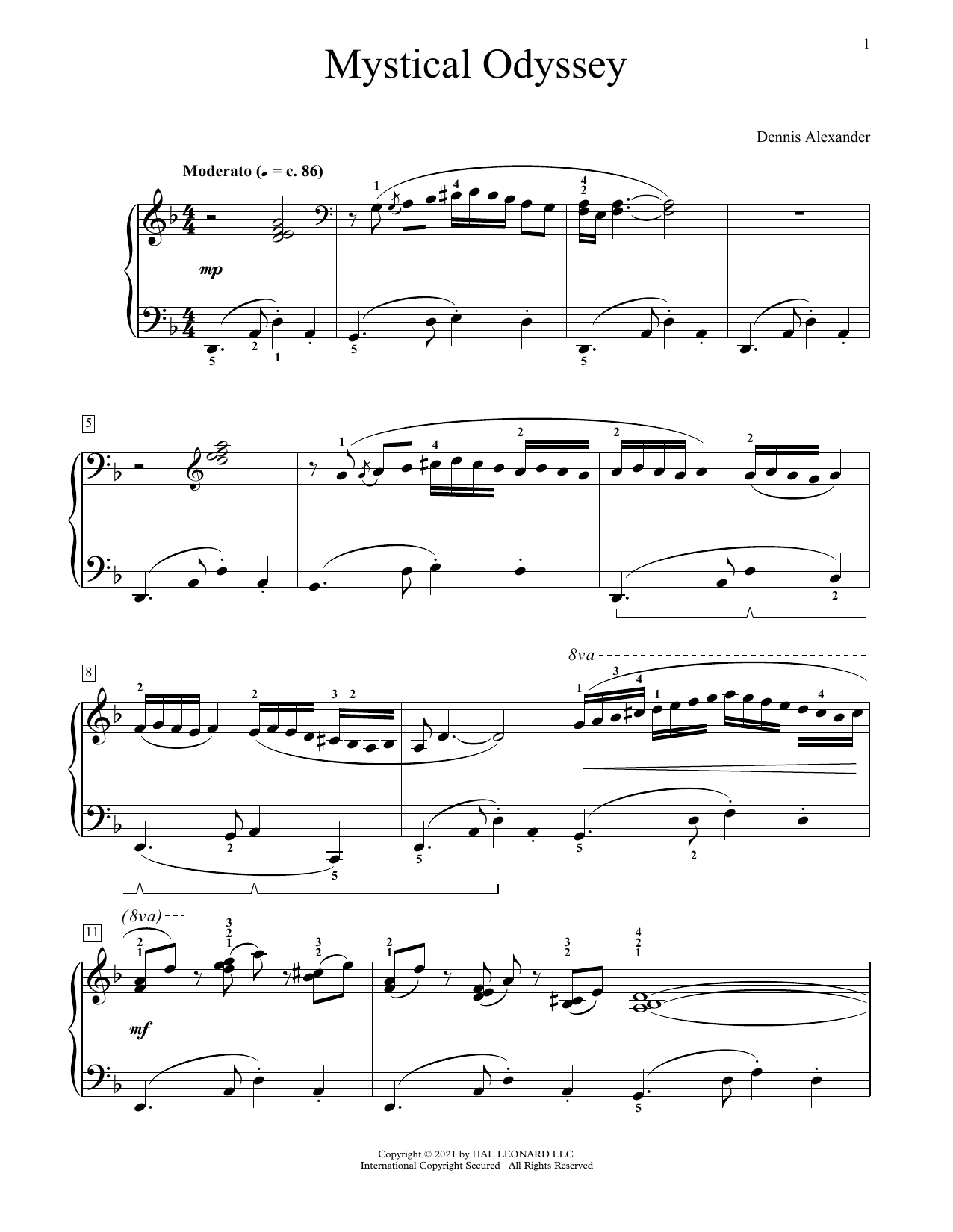 Download Dennis Alexander Mystical Odyssey Sheet Music and learn how to play Educational Piano PDF digital score in minutes
