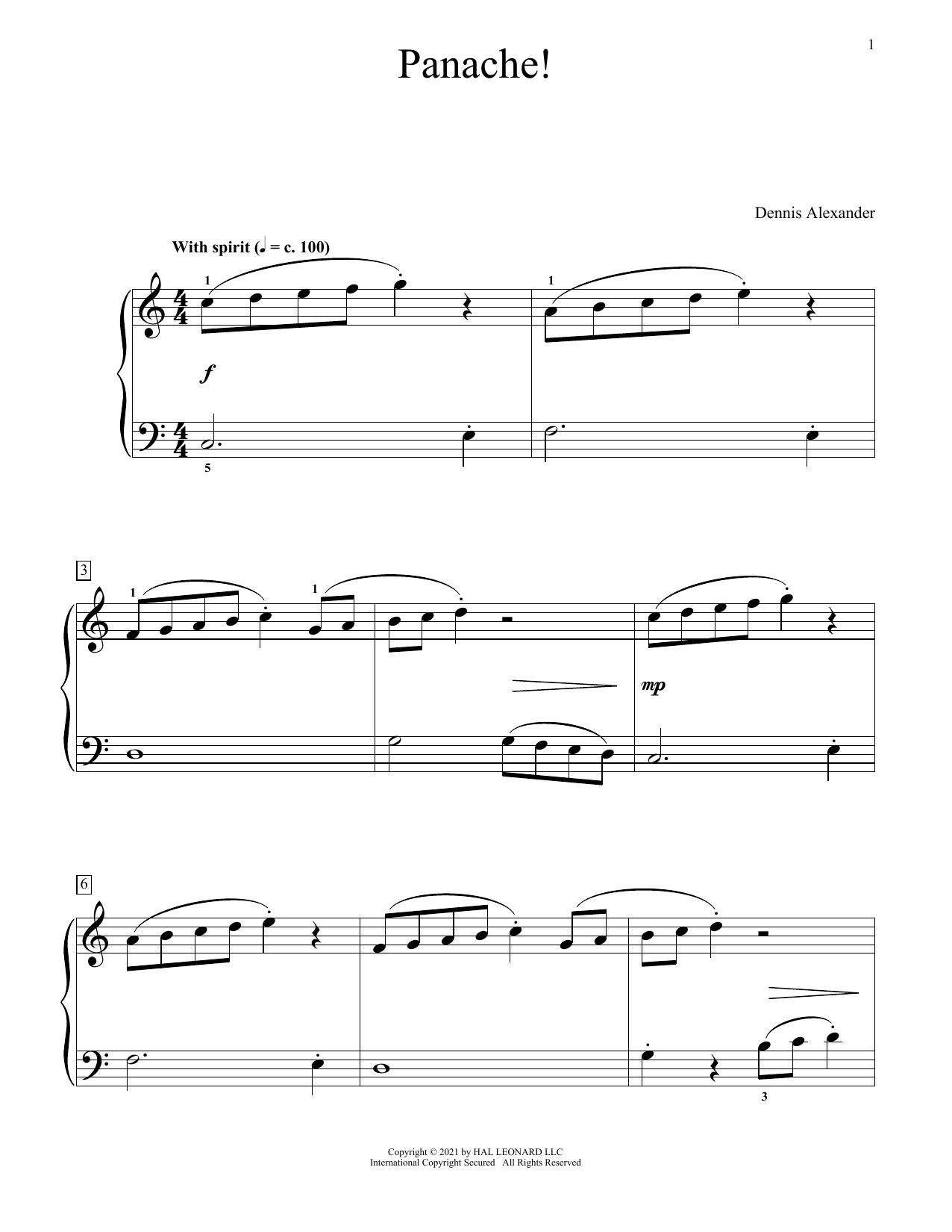 Download Dennis Alexander Panache! Sheet Music and learn how to play Educational Piano PDF digital score in minutes