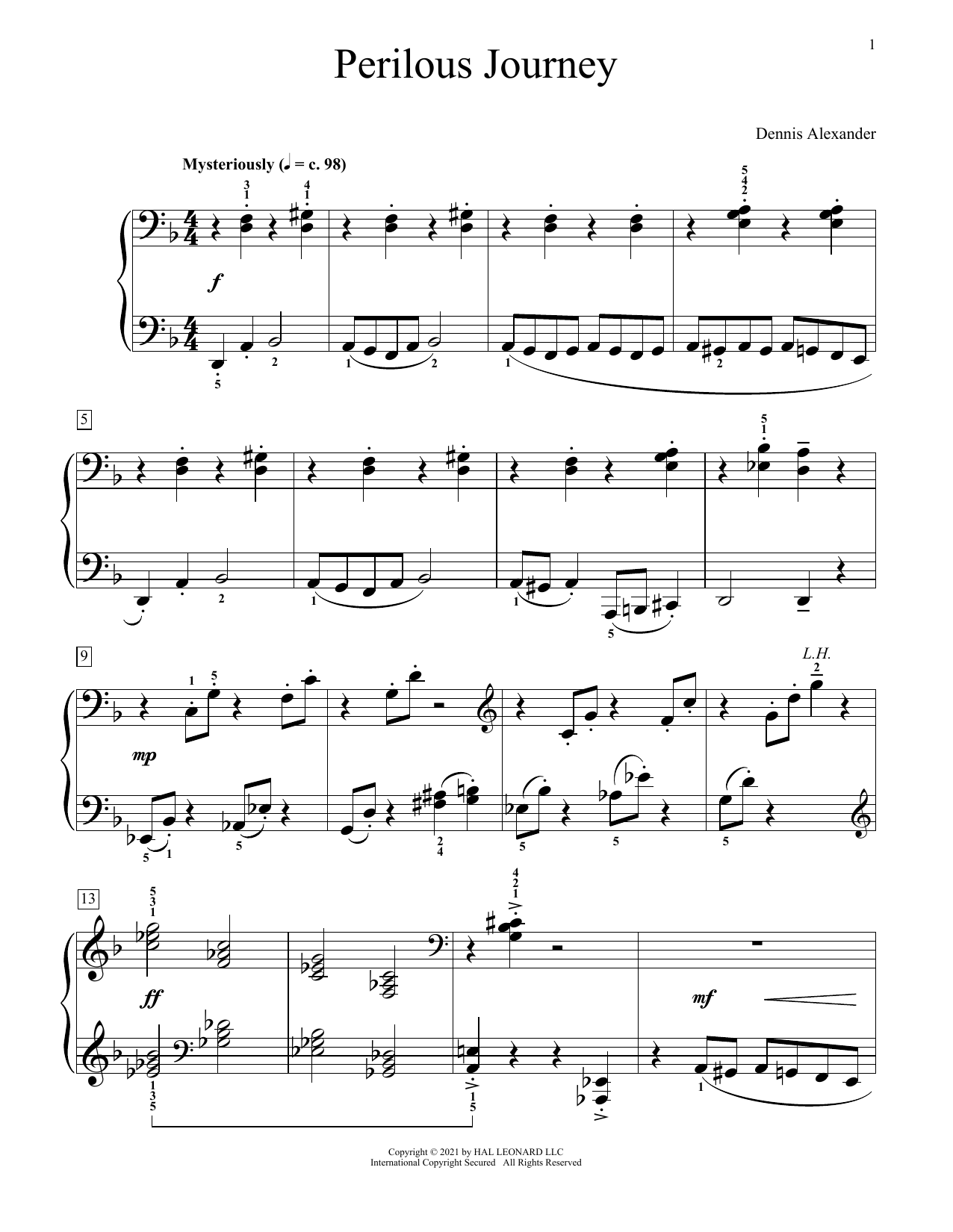 Download Dennis Alexander Perilous Journey Sheet Music and learn how to play Educational Piano PDF digital score in minutes