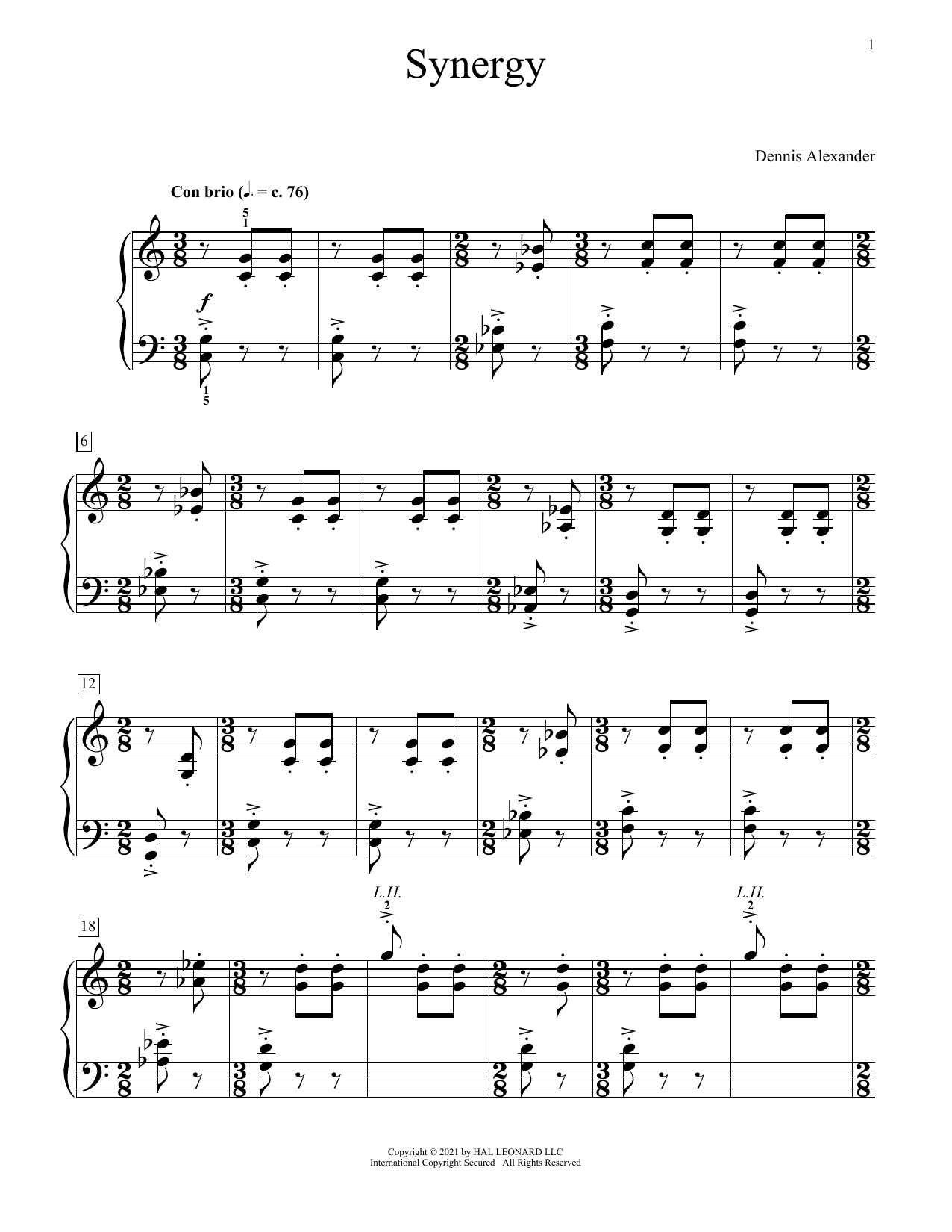 Download Dennis Alexander Synergy Sheet Music and learn how to play Educational Piano PDF digital score in minutes