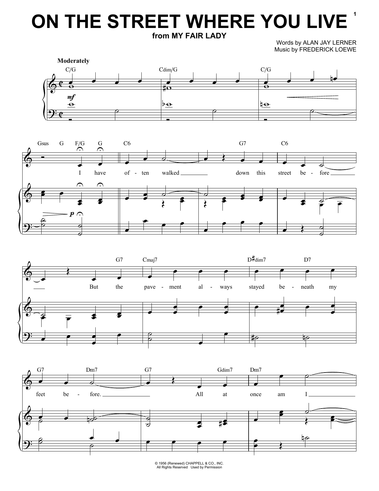 Download Dennis De Young On The Street Where You Live Sheet Music and learn how to play Real Book – Melody & Chords PDF digital score in minutes