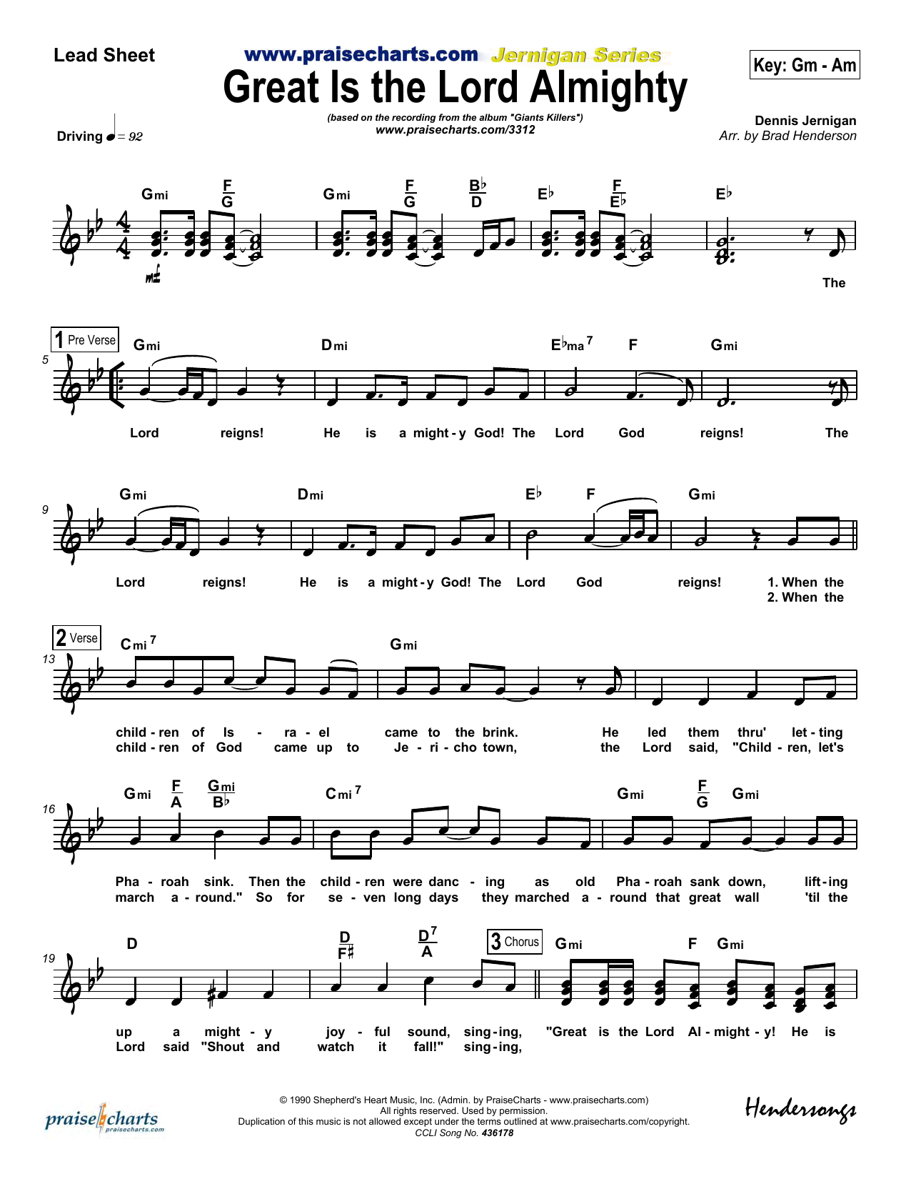 Download Dennis Jernigan Great Is The Lord Almighty Sheet Music and learn how to play Lead Sheet / Fake Book PDF digital score in minutes