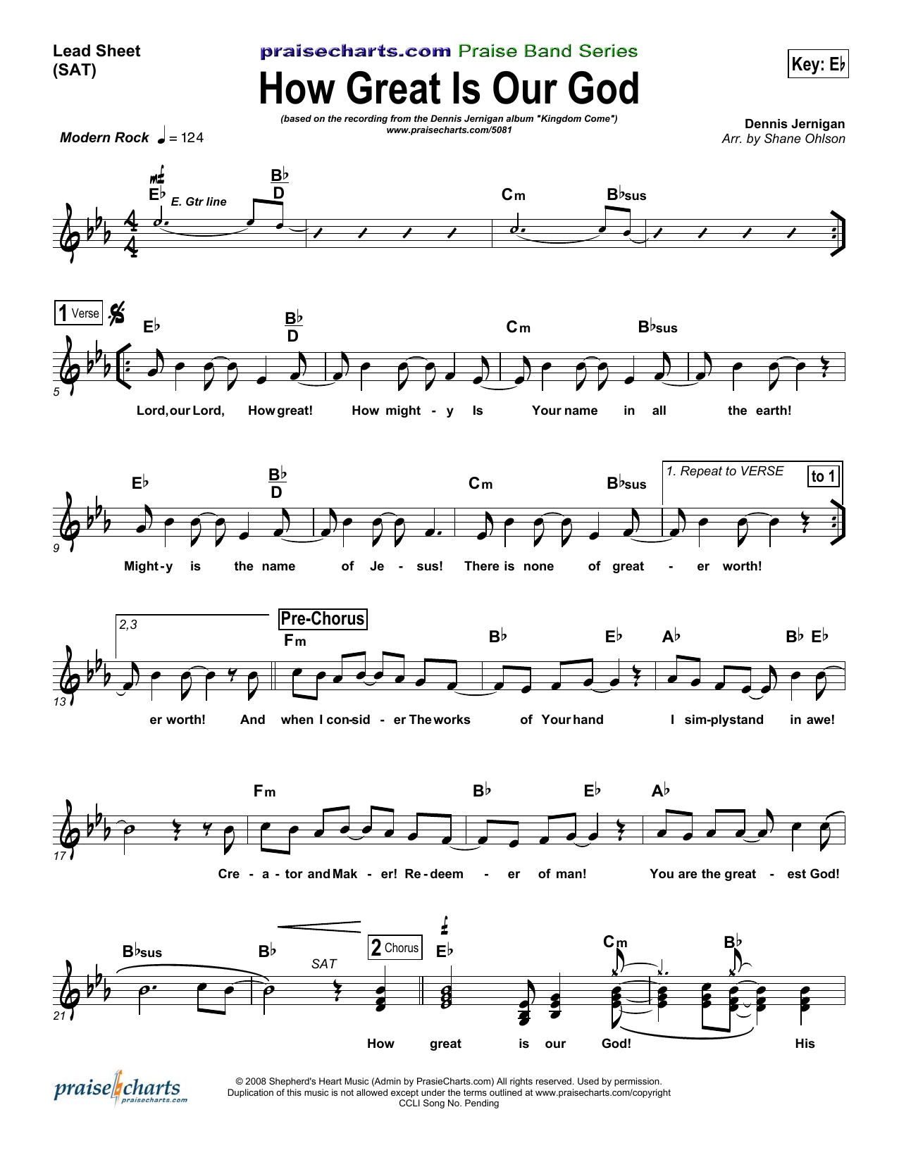 Download Dennis Jernigan How Great Is Our God Sheet Music and learn how to play Lead Sheet / Fake Book PDF digital score in minutes
