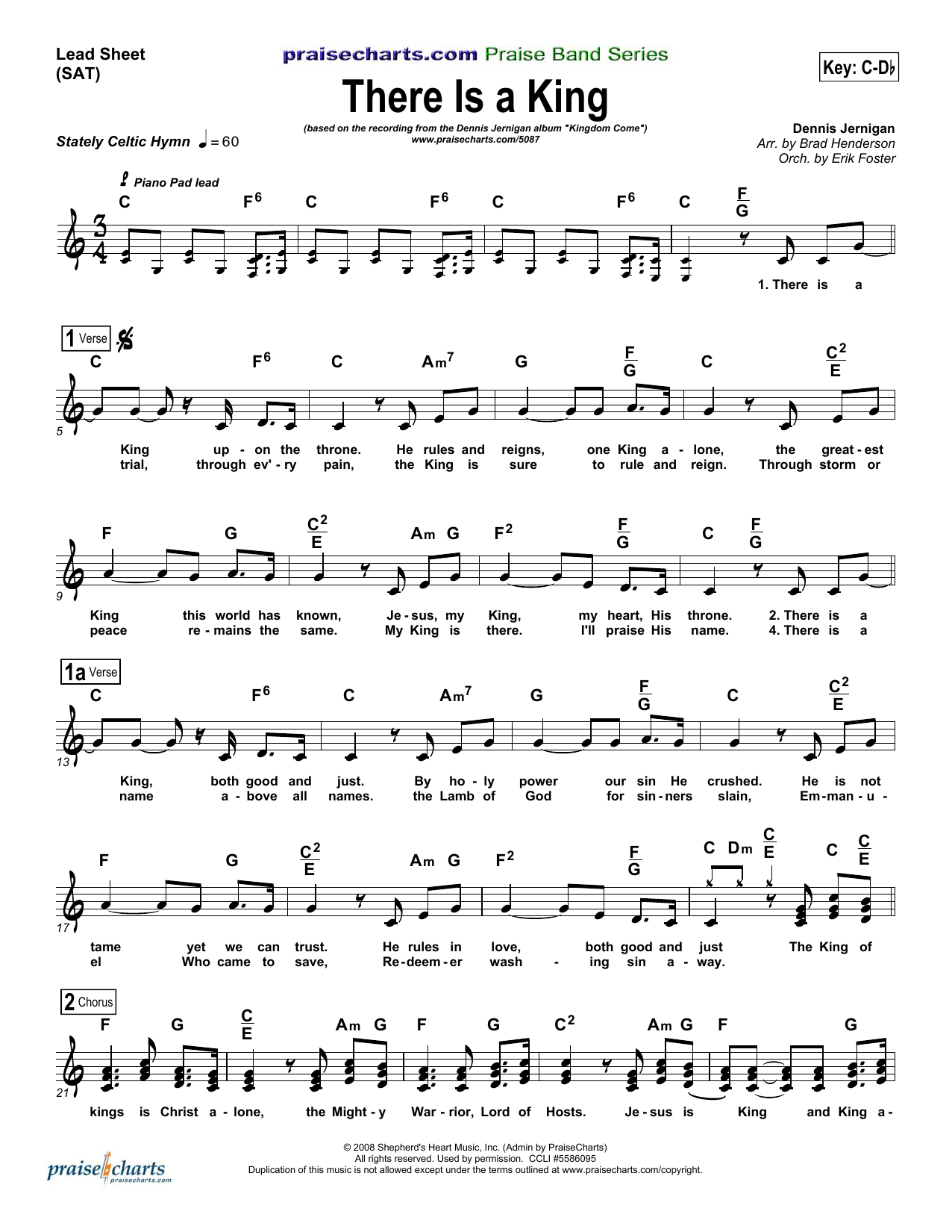 Download Dennis Jernigan There Is A King Sheet Music and learn how to play Lead Sheet / Fake Book PDF digital score in minutes