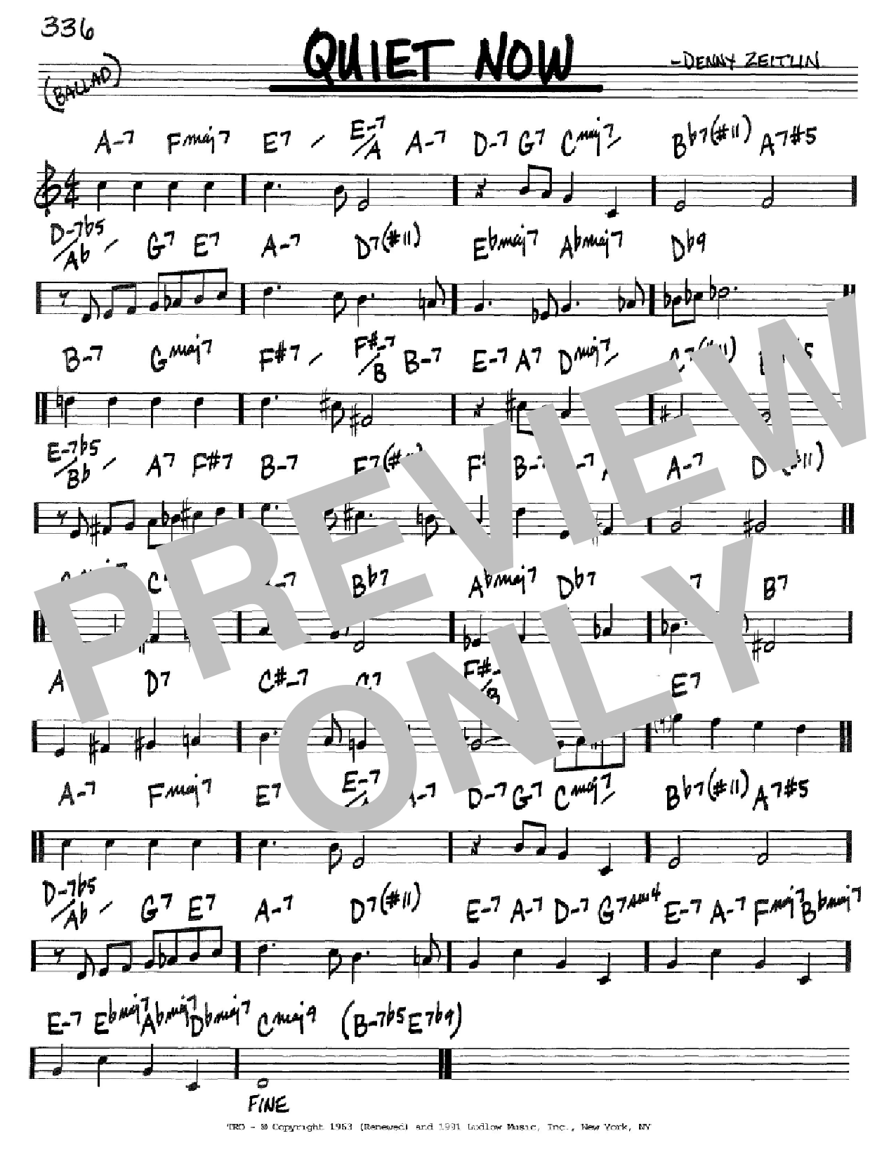 Download Denny Zeitlin Quiet Now Sheet Music and learn how to play Real Book – Melody & Chords – Bass Clef Instruments PDF digital score in minutes