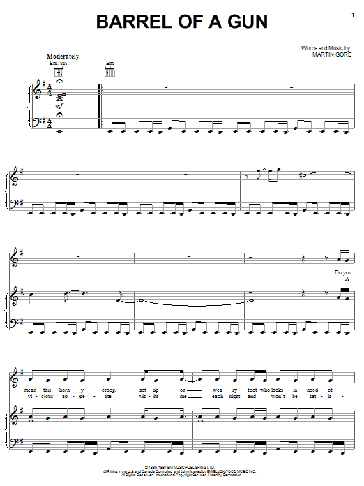 Download Depeche Mode Barrel Of A Gun Sheet Music and learn how to play Piano, Vocal & Guitar (Right-Hand Melody) PDF digital score in minutes