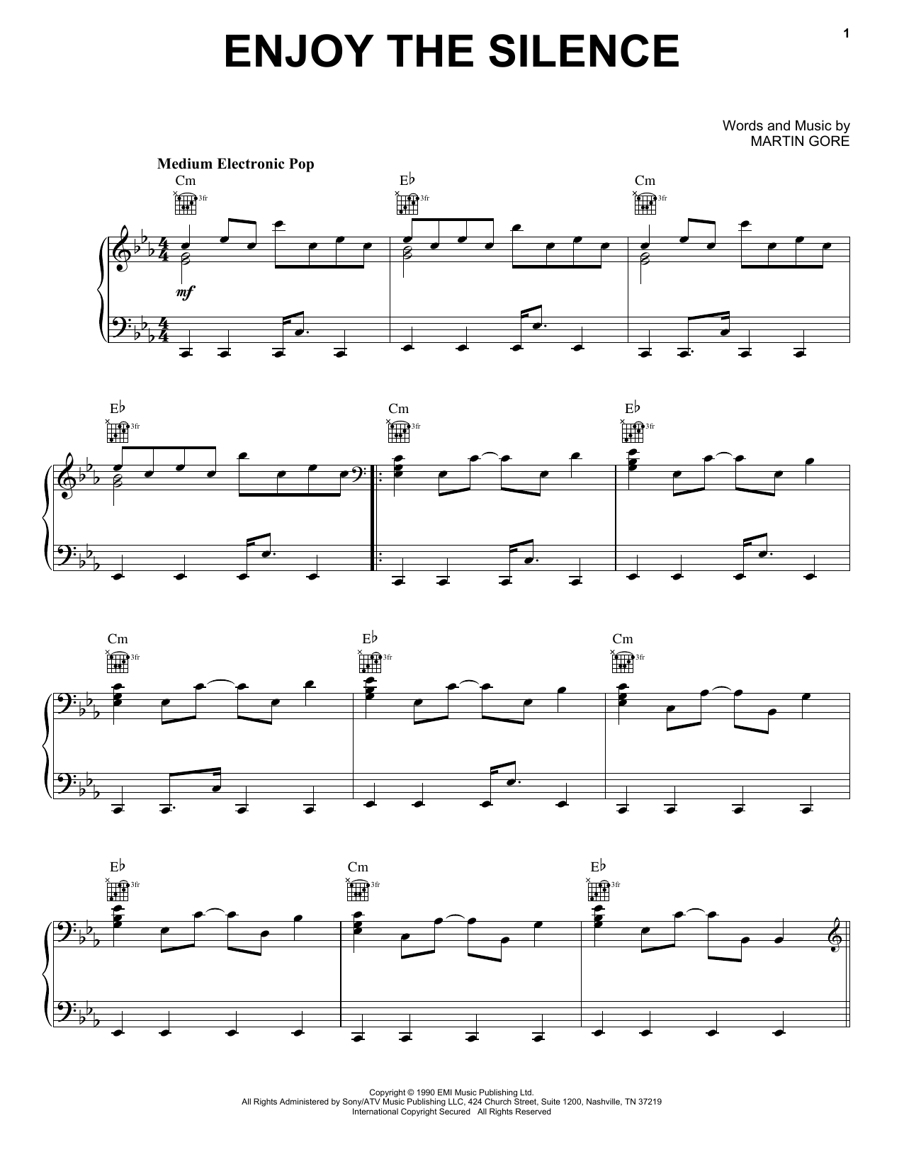 Download Depeche Mode Enjoy The Silence Sheet Music and learn how to play Melody Line, Lyrics & Chords PDF digital score in minutes
