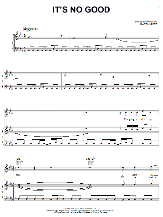 Download Depeche Mode It's No Good Sheet Music and learn how to play Piano, Vocal & Guitar (Right-Hand Melody) PDF digital score in minutes