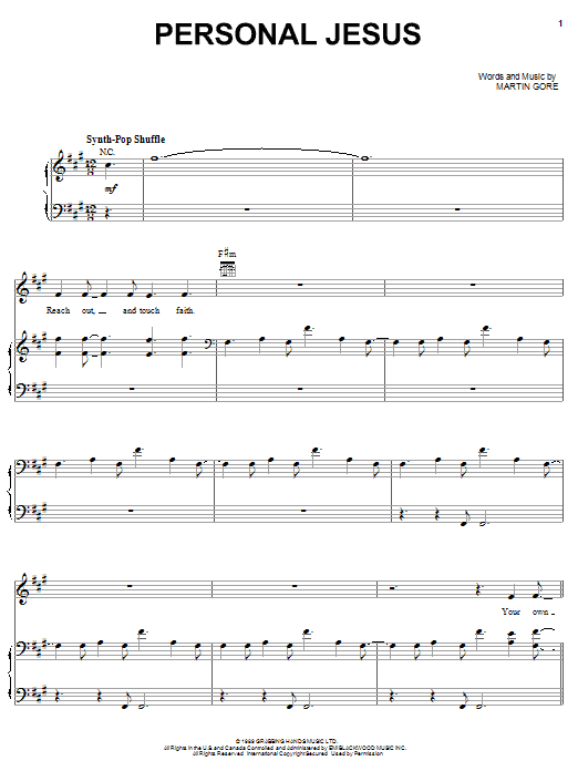 Download Depeche Mode Personal Jesus Sheet Music and learn how to play Lyrics & Chords PDF digital score in minutes
