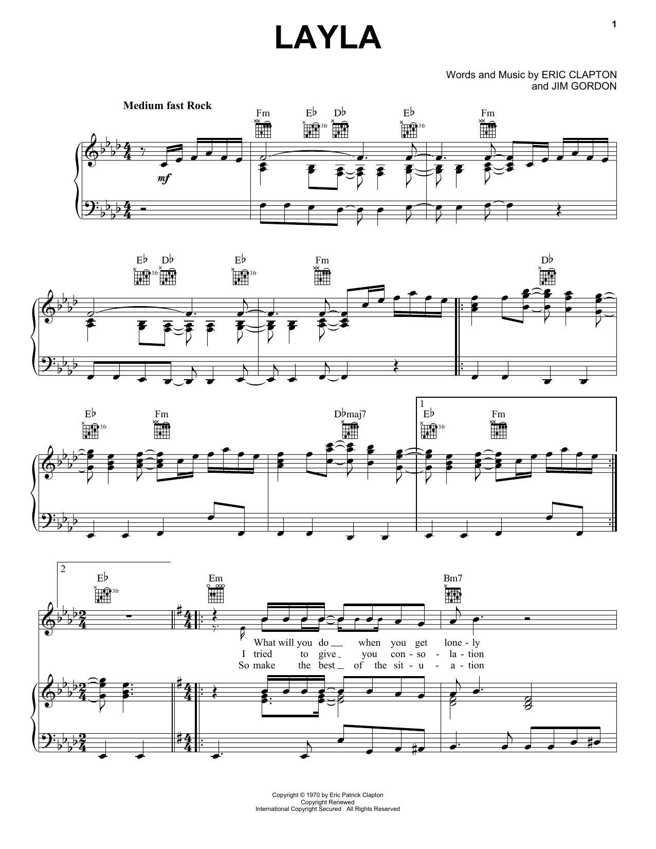Download Derek And The Dominos Layla Sheet Music and learn how to play Easy Piano PDF digital score in minutes