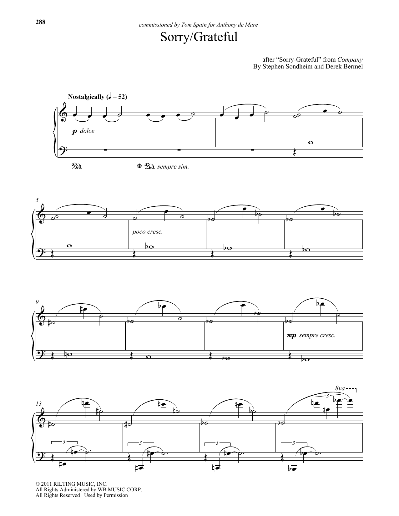 Download Stephen Sondheim Sorry - Grateful (arr. Derek Bermel) Sheet Music and learn how to play Piano PDF digital score in minutes