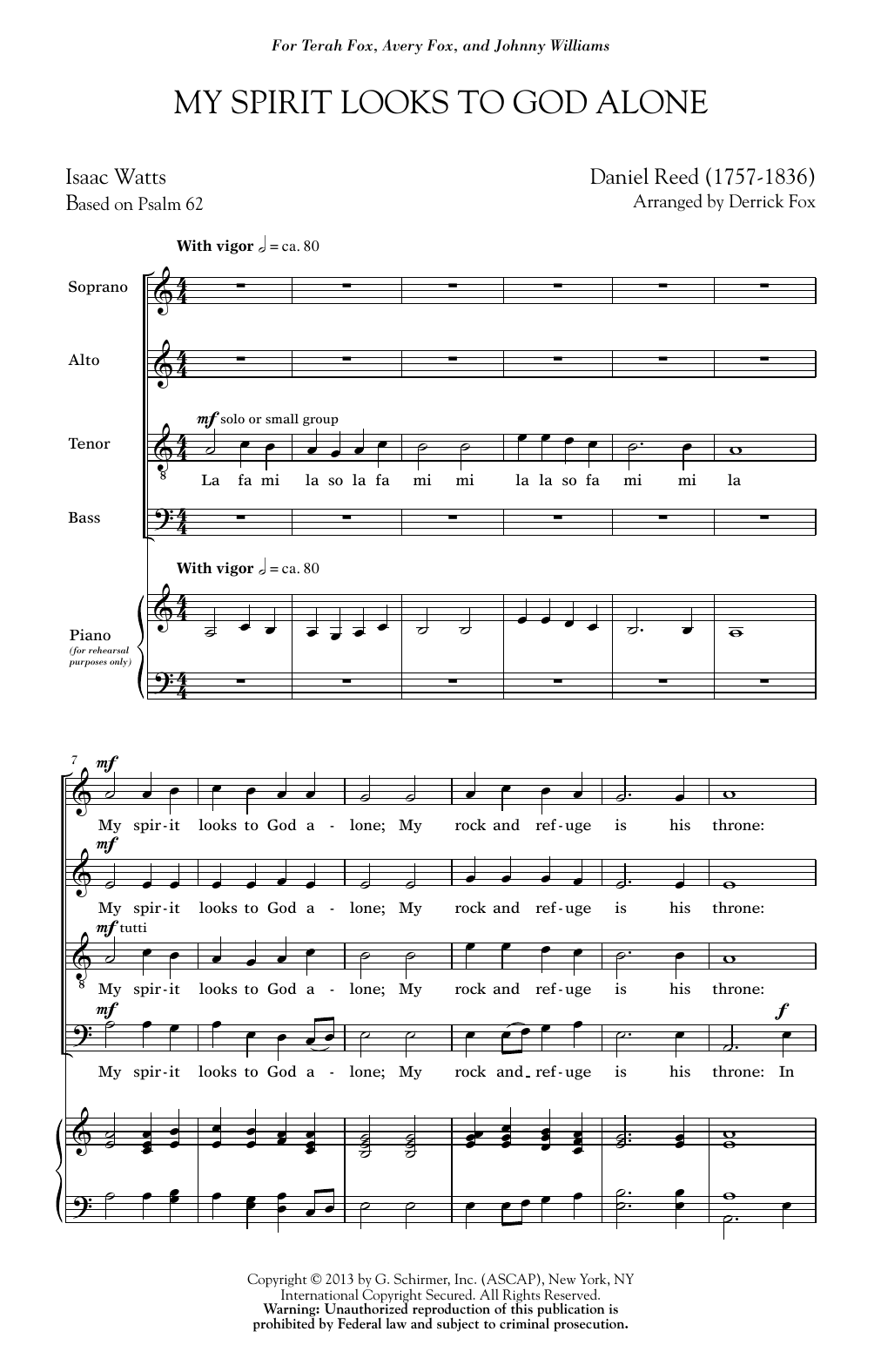 Download Derrick Fox My Spirit Looks To God Alone Sheet Music and learn how to play SATB PDF digital score in minutes