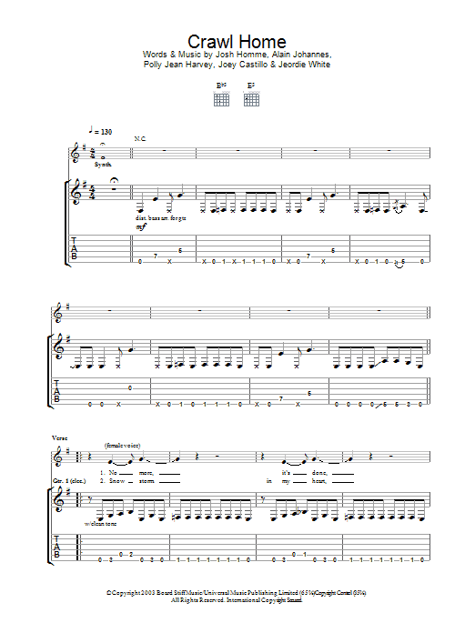 Download Josh Homme Crawl Home Sheet Music and learn how to play Guitar Tab PDF digital score in minutes