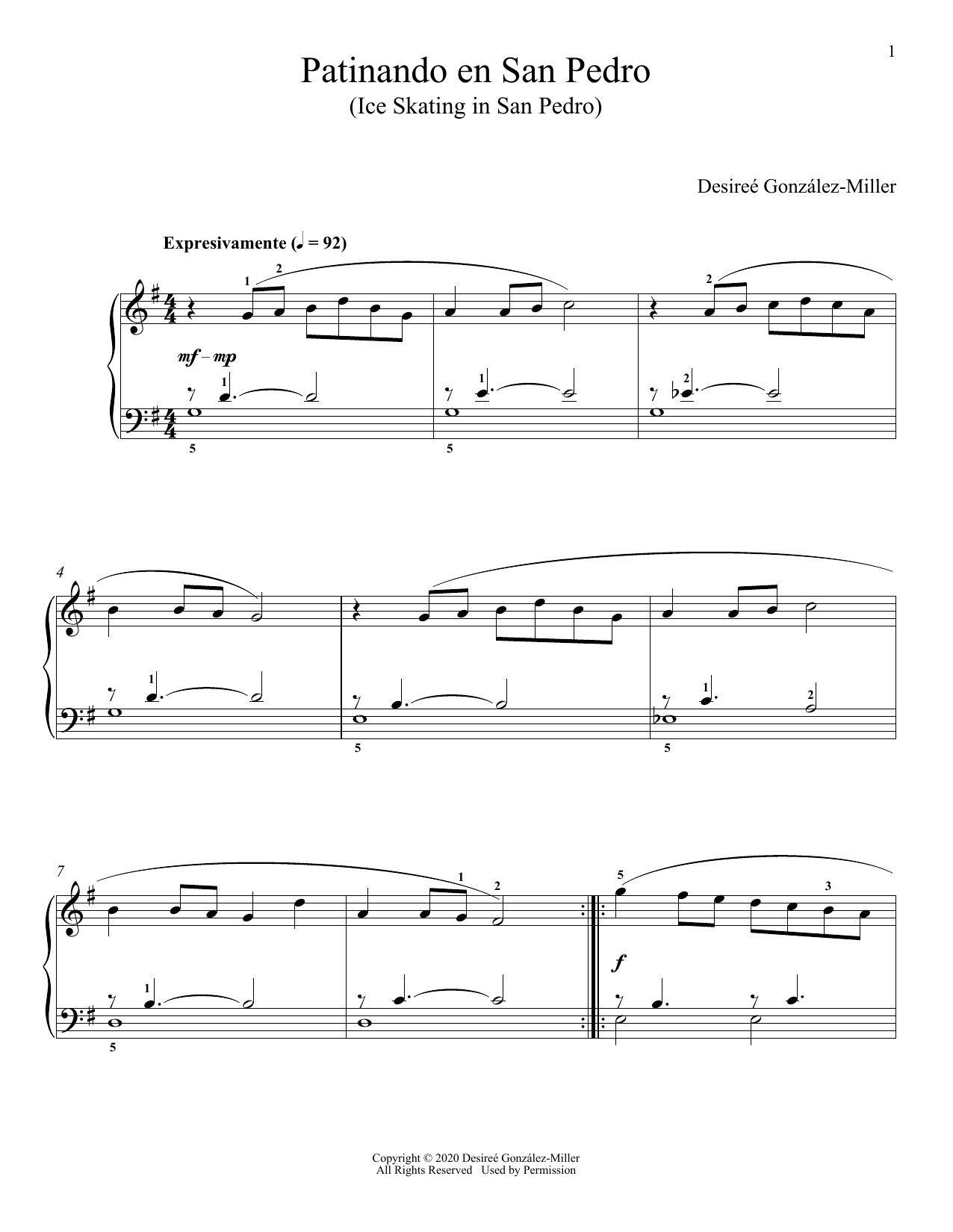 Download Desireé González-Miller Patinando En San Pedro Sheet Music and learn how to play Piano Solo PDF digital score in minutes