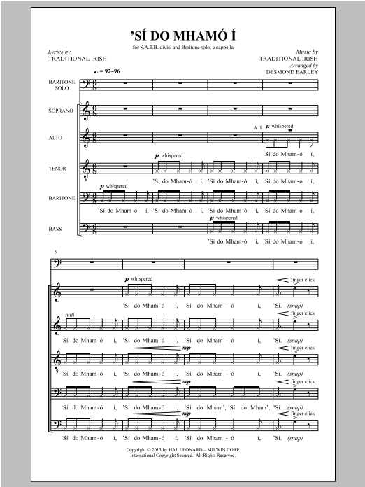 Download Desmond Earley Si Do Mhamo I Sheet Music and learn how to play SATB PDF digital score in minutes