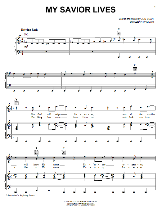 Download Glenn Packiam My Savior Lives Sheet Music and learn how to play Melody Line, Lyrics & Chords PDF digital score in minutes