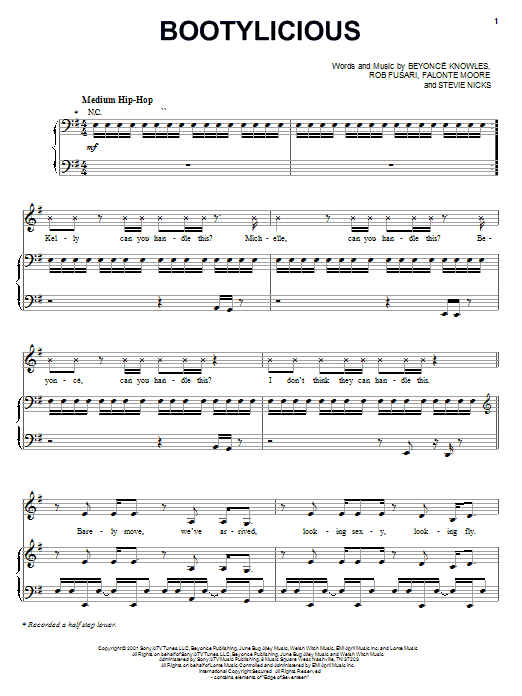 Download Destiny's Child Bootylicious Sheet Music and learn how to play Piano, Vocal & Guitar (Right-Hand Melody) PDF digital score in minutes