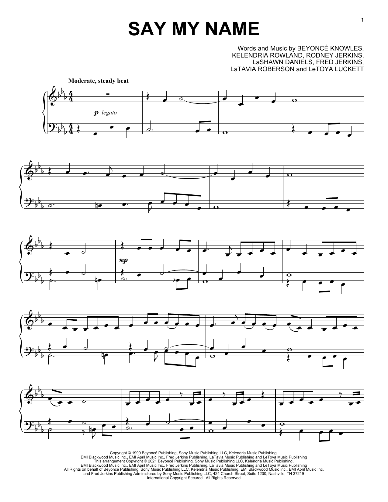 Download Destiny's Child Say My Name [Classical version] Sheet Music and learn how to play Piano Solo PDF digital score in minutes