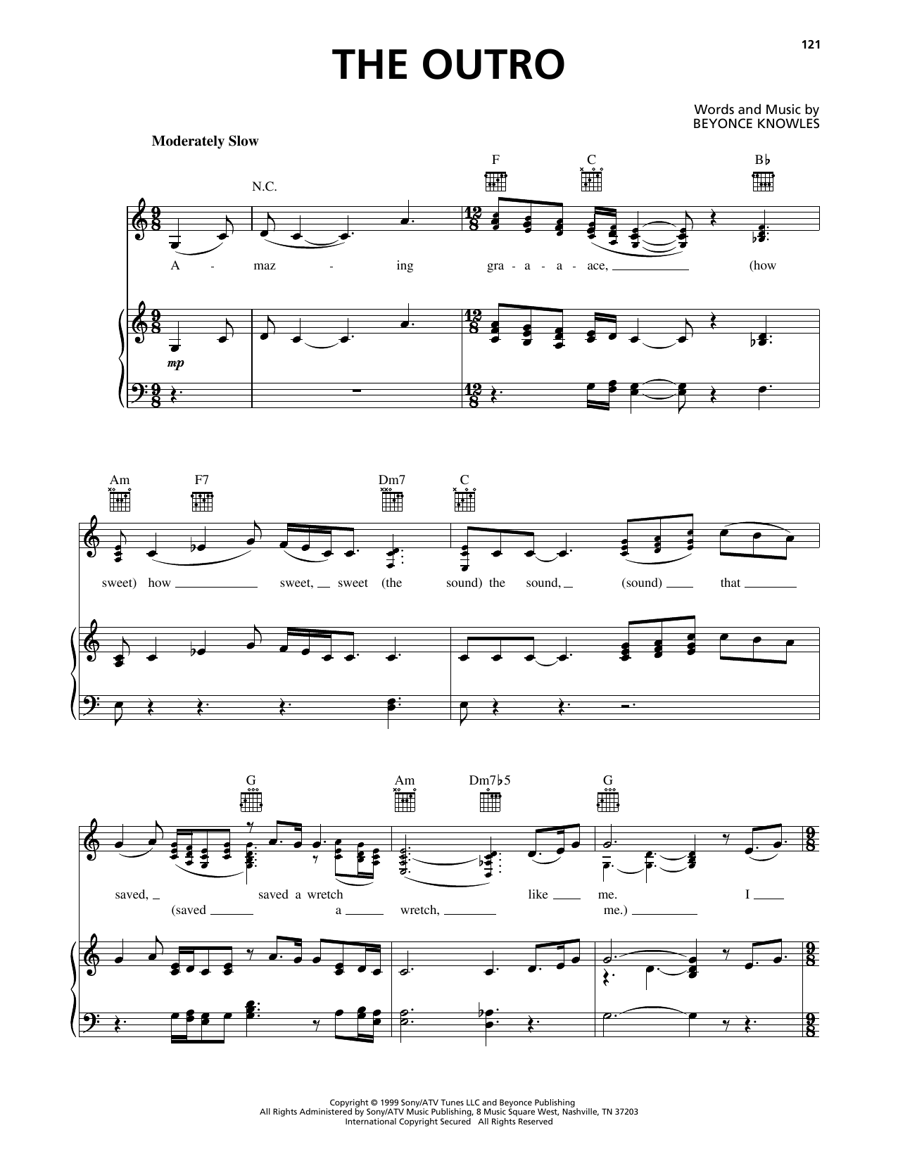 Download Destiny's Child The Outro Sheet Music and learn how to play Piano, Vocal & Guitar Chords (Right-Hand Melody) PDF digital score in minutes