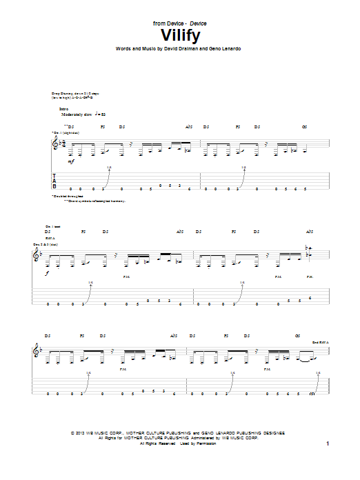 Download Device Vilify Sheet Music and learn how to play Guitar Tab PDF digital score in minutes