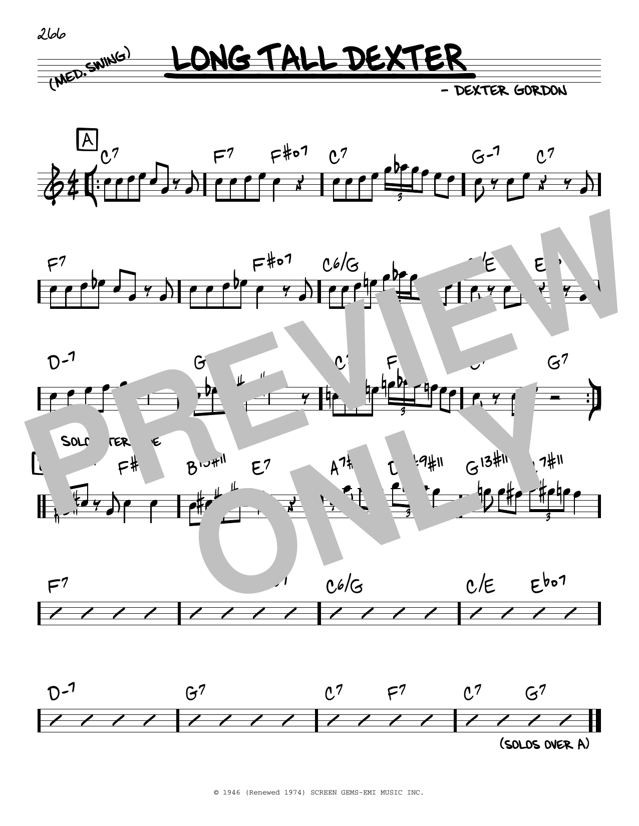 Download Dexter Gordon Long Tall Dexter Sheet Music and learn how to play Real Book – Melody & Chords PDF digital score in minutes
