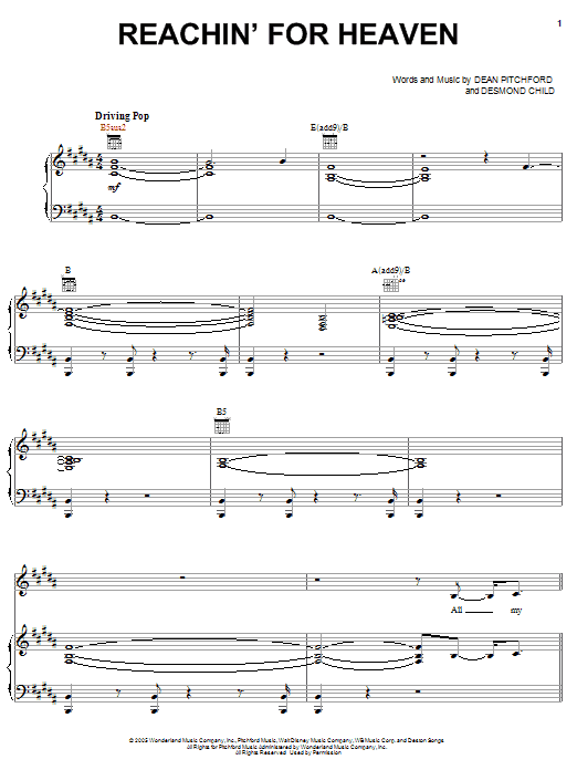 Download Diana DeGarmo Reachin' For Heaven Sheet Music and learn how to play Piano, Vocal & Guitar (Right-Hand Melody) PDF digital score in minutes