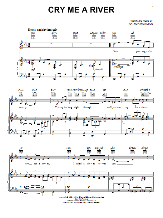 Download Diana Krall Cry Me A River Sheet Music and learn how to play Piano, Vocal & Guitar PDF digital score in minutes