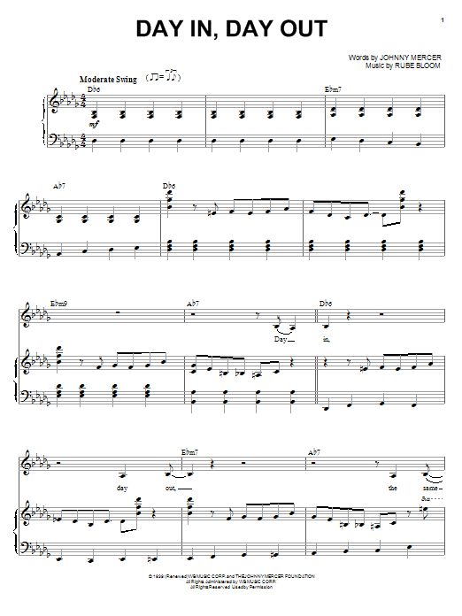 Download Diana Krall Day In, Day Out Sheet Music and learn how to play Piano & Vocal PDF digital score in minutes