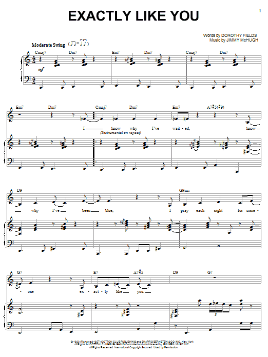 Download Diana Krall Exactly Like You Sheet Music and learn how to play Piano, Vocal & Guitar (Right-Hand Melody) PDF digital score in minutes