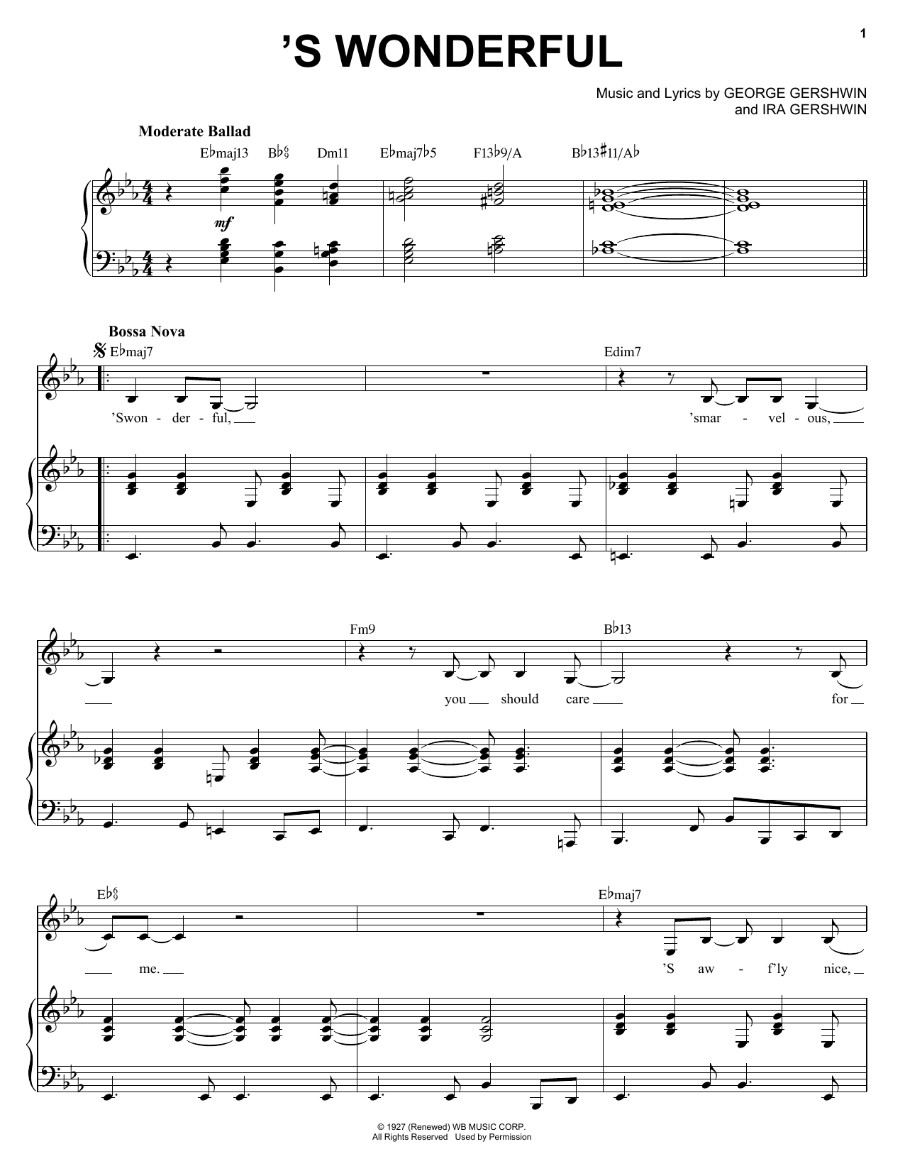 Download Diana Krall 'S Wonderful Sheet Music and learn how to play Piano, Vocal & Guitar (Right-Hand Melody) PDF digital score in minutes