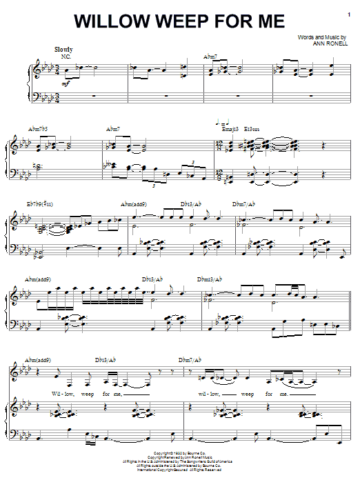 Download Diana Krall Willow Weep For Me Sheet Music and learn how to play Piano & Vocal PDF digital score in minutes