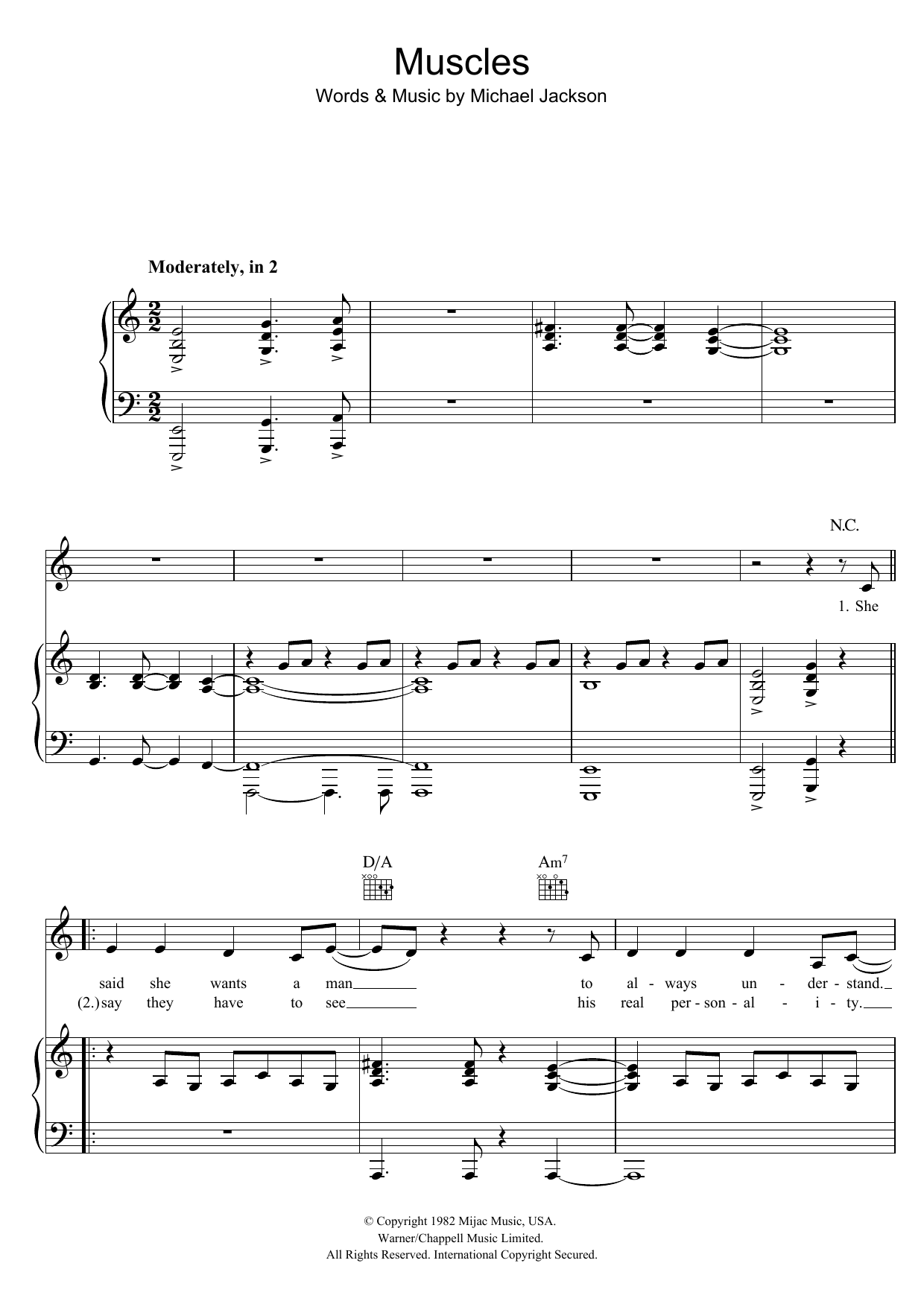 Download Diana Ross Muscles Sheet Music and learn how to play Piano, Vocal & Guitar PDF digital score in minutes