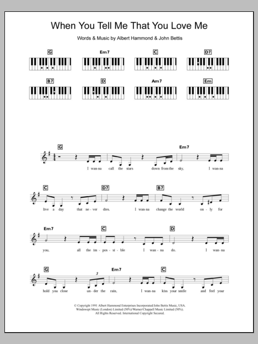 Download Diana Ross When You Tell Me That You Love Me Sheet Music and learn how to play Guitar PDF digital score in minutes