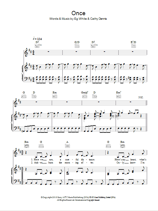Download Diana Vickers Once Sheet Music and learn how to play Piano, Vocal & Guitar (Right-Hand Melody) PDF digital score in minutes