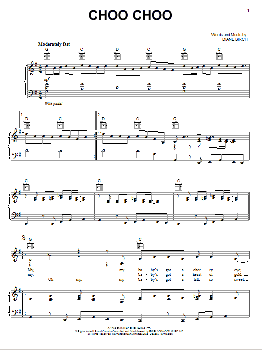 Download Diane Birch Choo Choo Sheet Music and learn how to play Piano, Vocal & Guitar (Right-Hand Melody) PDF digital score in minutes